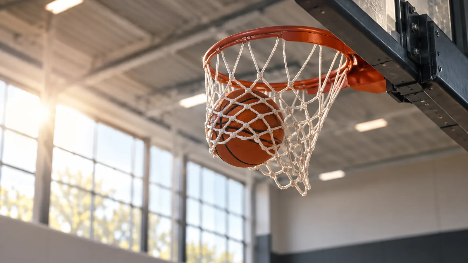 Ballon de basket dans un filet, nutrition du basketteur