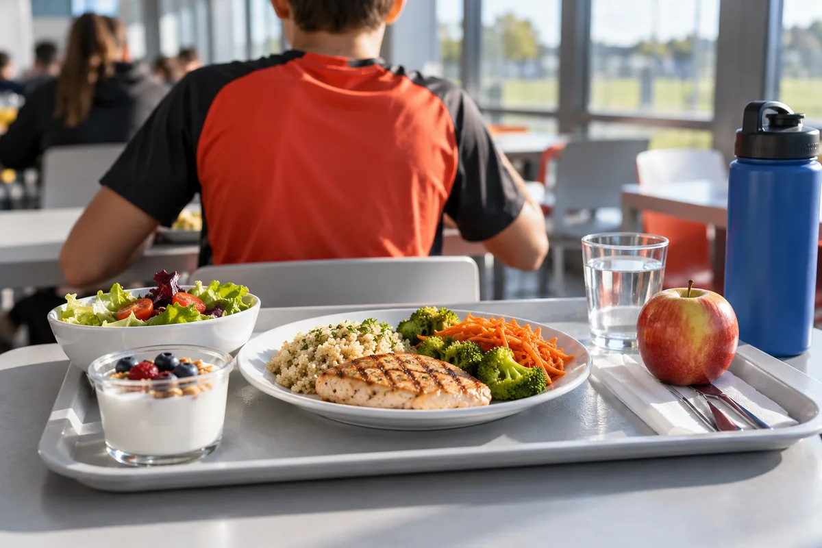 Plateau de cantine équilibré, nutrition de l’adolescent sportif