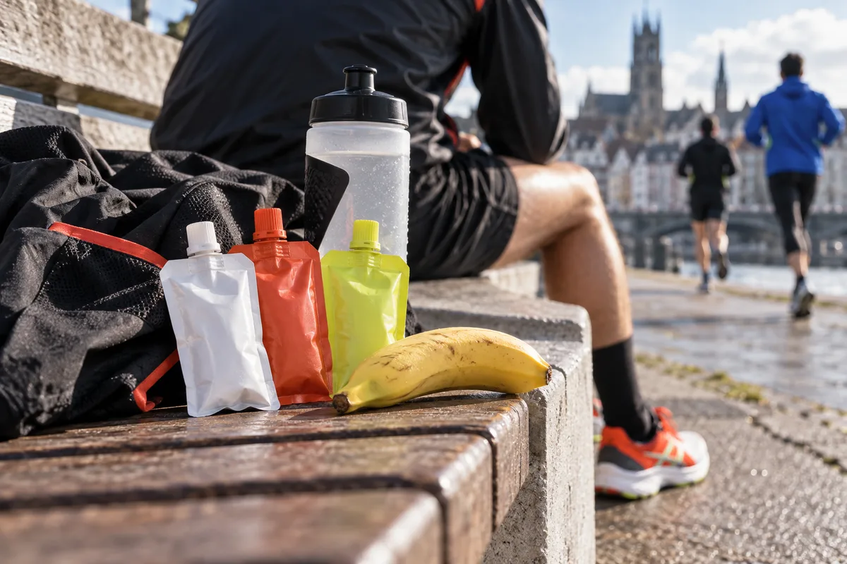 Gels sans marque, alimentation pour un marathon