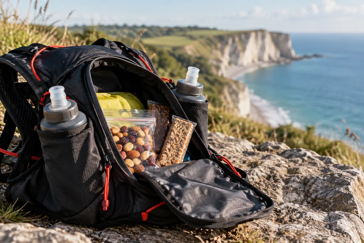 Sac d’hydratation ouvert avec flasques, alimentation en trail